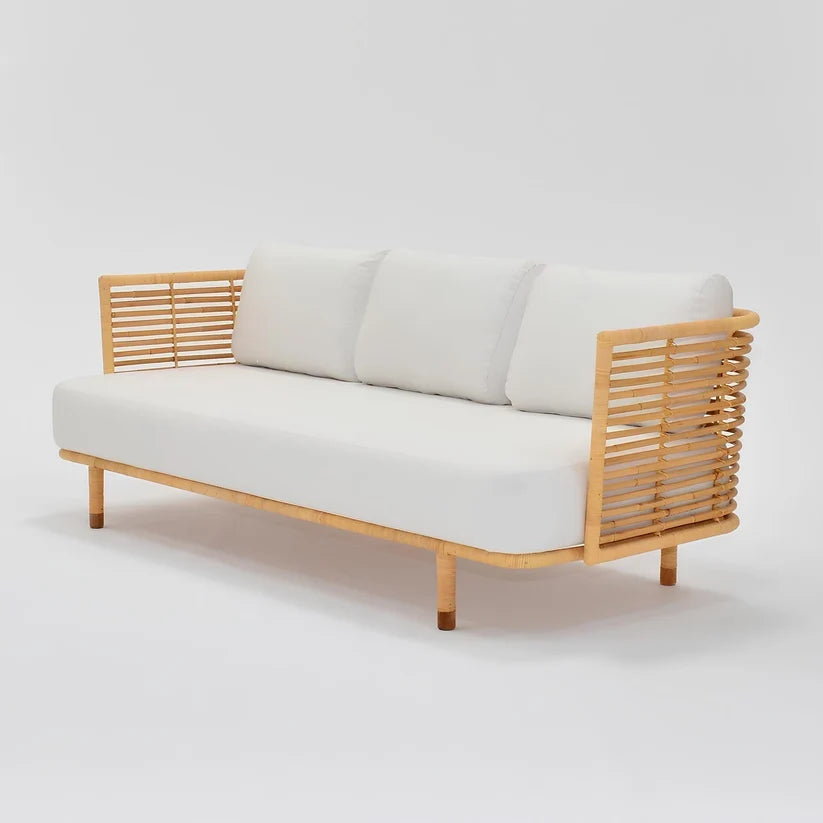 Cane Outdoor Sofa with Cushion for Patio - Adah