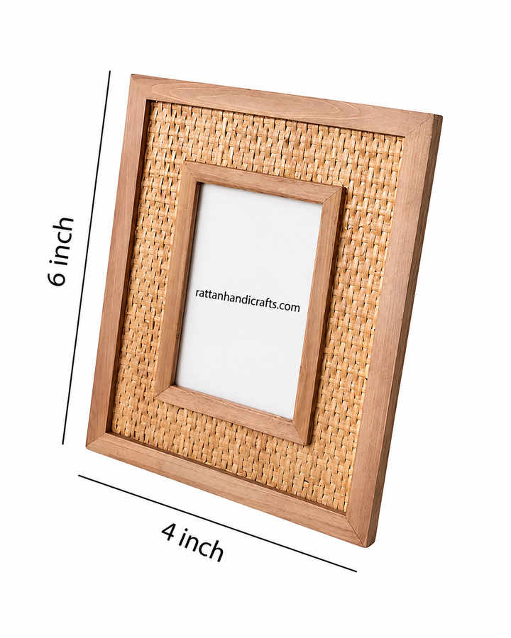 Rattan Photo Frame 4x6 Inch for Home - Vossen