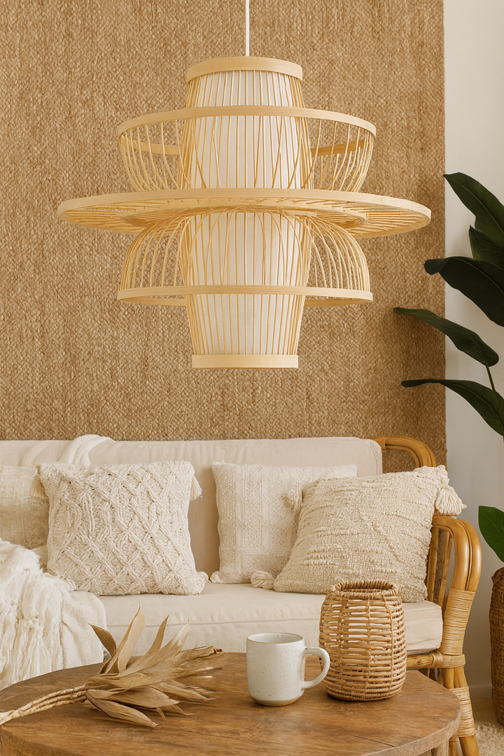 Bamboo Hanging Light for Entryway | Rattan Ceiling Lamp - Ashby