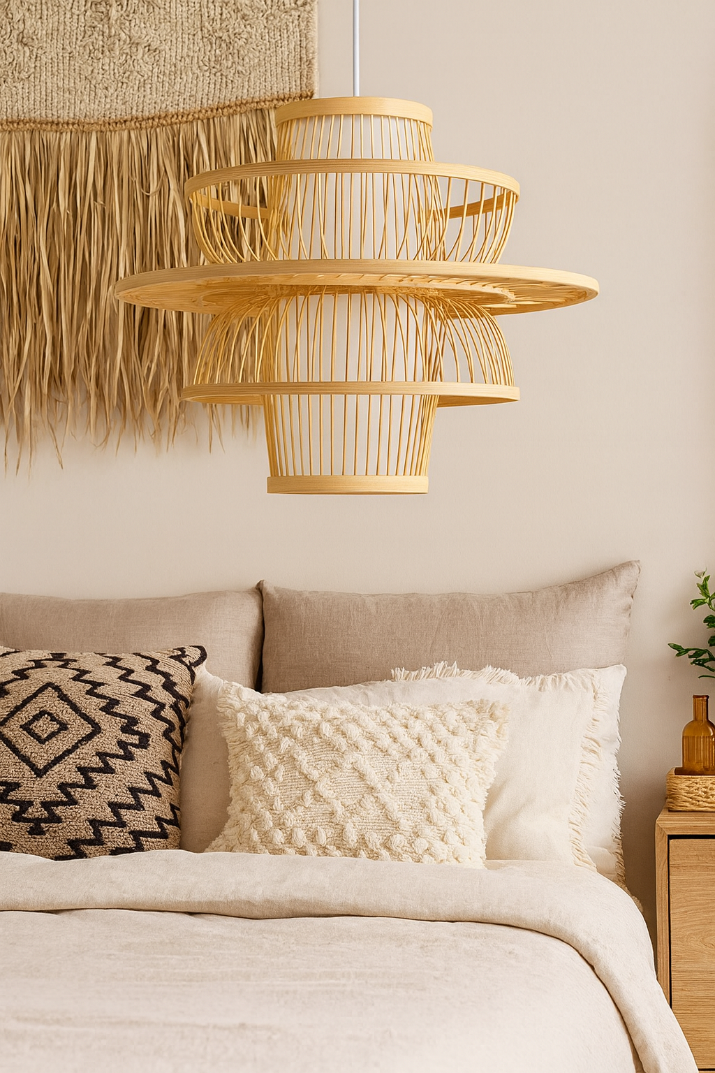 Bamboo Hanging Light for Entryway | Rattan Ceiling Lamp - Ashby