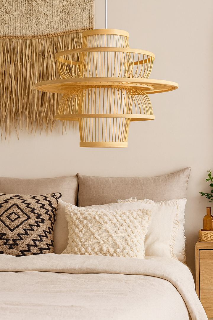 Bamboo Hanging Light for Entryway | Rattan Ceiling Lamp - Ashby