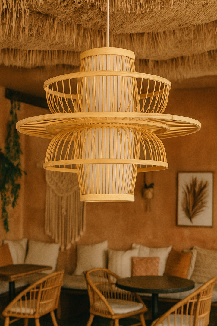 Bamboo Hanging Light for Entryway | Rattan Ceiling Lamp - Ashby