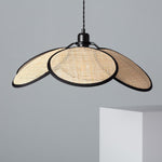 Rattan Bloom Pendant Light | Natural Cane Petal Hanging Lamp| Handwoven Rattan Leaf Pendant Boho Cane Ceiling Hanging Light -