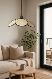 Rattan Bloom Pendant Light | Natural Cane Petal Hanging Lamp| Handwoven Rattan Leaf Pendant Boho Cane Ceiling Hanging Light -