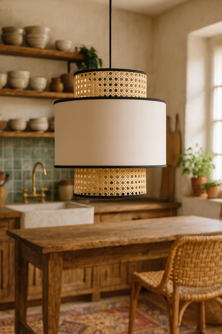 Bamboo Pendant Light for Living Room 12 Inch - Idhant by Luxury Rattan Handicrafts 