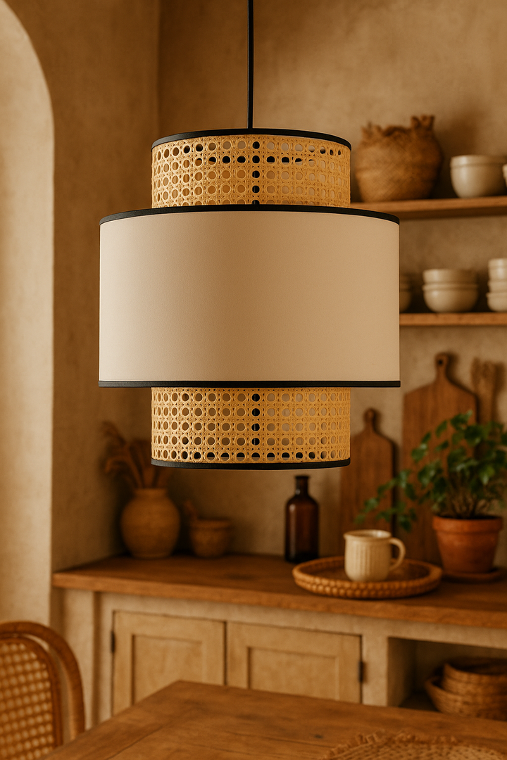 Bamboo Pendant Light for Living Room 12 Inch - Idhant by Luxury Rattan Handicrafts 