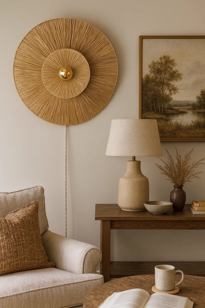 Jute Wall Light for Dining Room | Bamboo Wall Lamp - Iven
