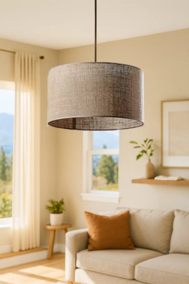Jute Hanging Light for Living Room | Natural Pendant Lamp - Varek