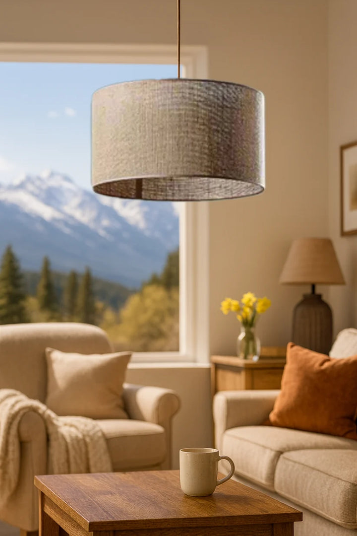 Jute Hanging Light for Living Room | Natural Pendant Lamp - Varek