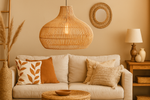 Bamboo Pendant Light for Living Room 14 Inch - Johar by Luxury Rattan Handicrafts 