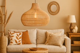 Bamboo Pendant Light for Living Room 14 Inch - Johar by Luxury Rattan Handicrafts 