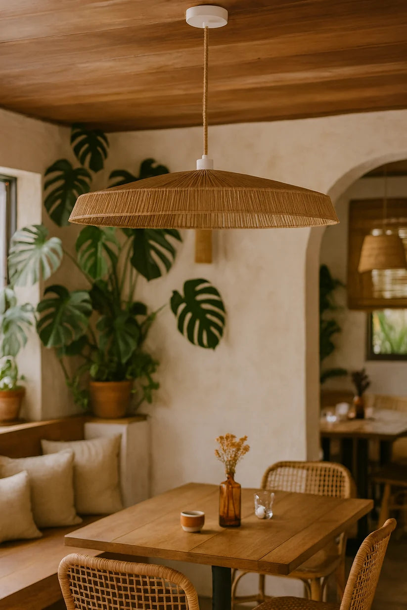 Raffia Hanging Light for Bedroom | Natural Pendant Lamp - Kaia
