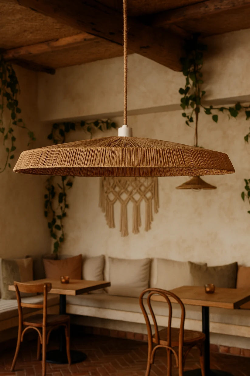 Raffia Hanging Light for Bedroom | Natural Pendant Lamp - Kaia