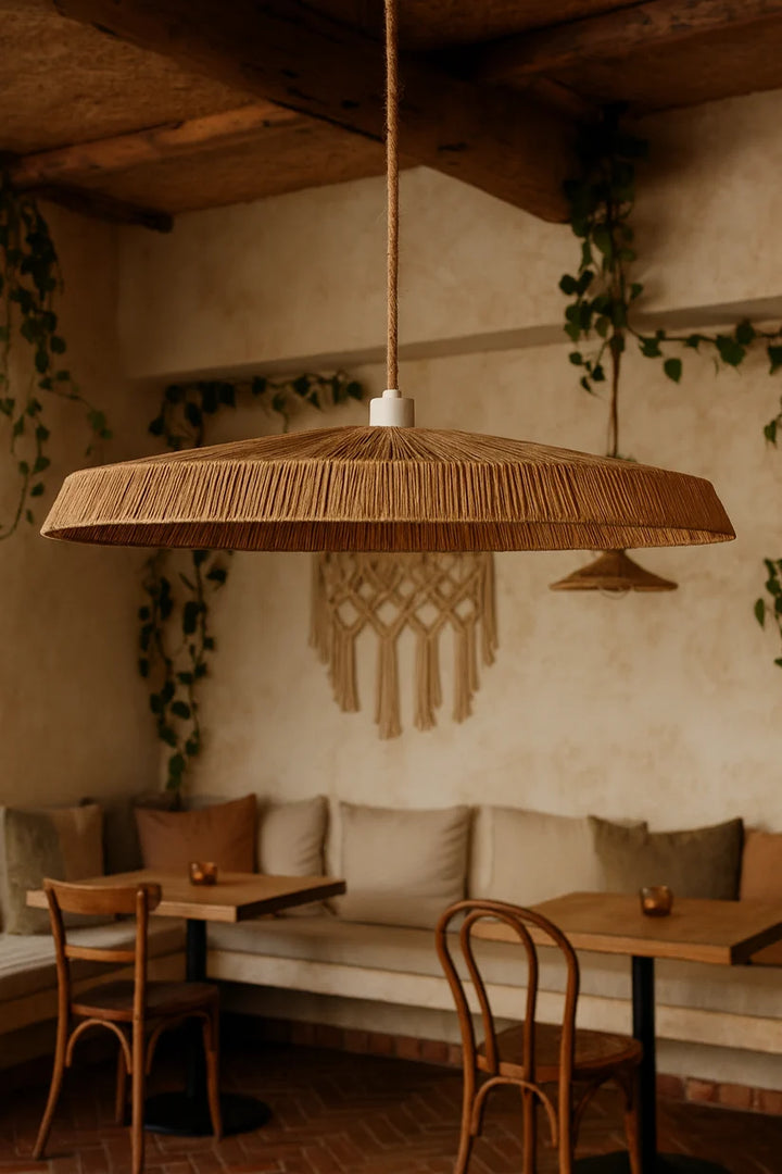 Raffia Hanging Light for Bedroom | Natural Pendant Lamp - Kaia