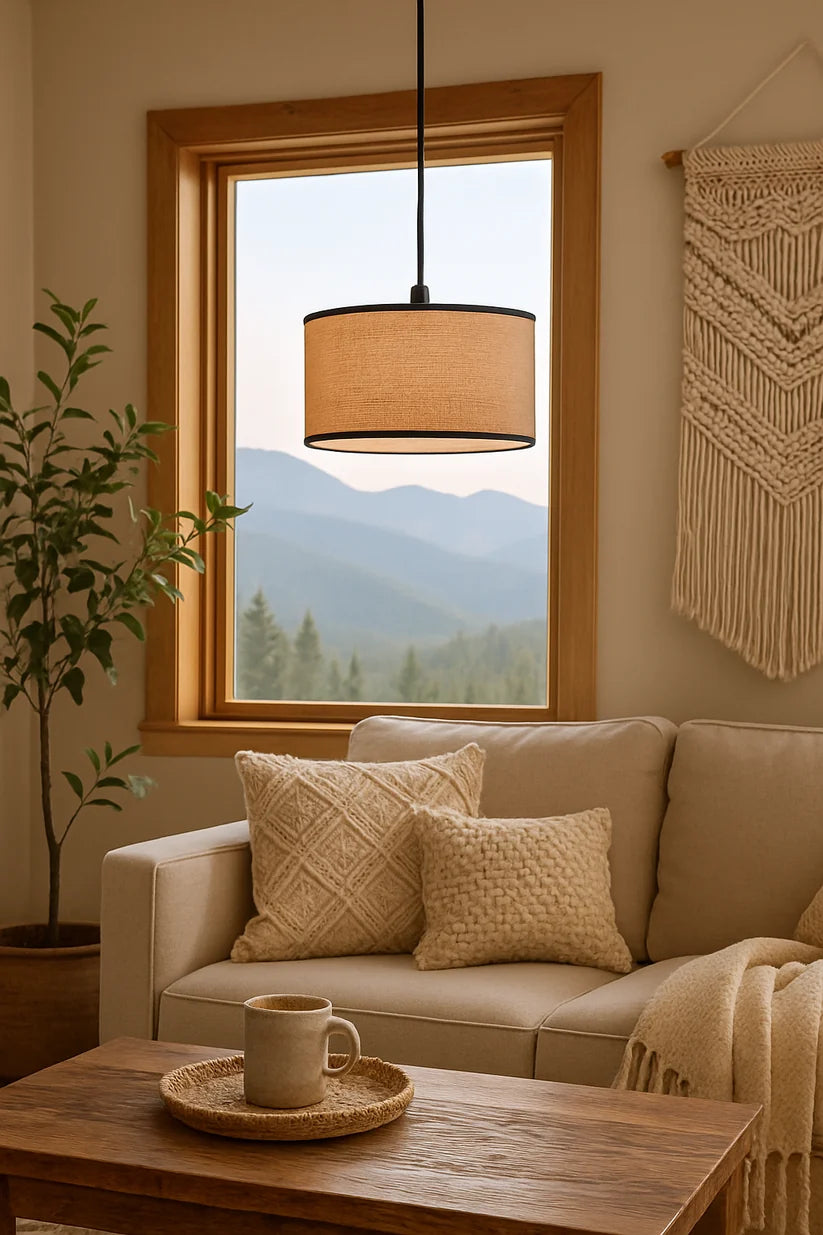 Jute Hanging Light for Bedroom | Natural Pendant Lamp - Pryce