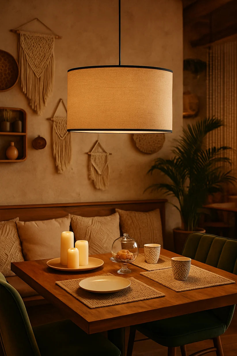 Jute Hanging Light for Bedroom | Natural Pendant Lamp - Pryce