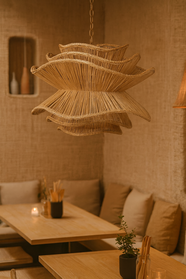 Bamboo Chandelier for Staircase | Rattan Hanging Light - Finch