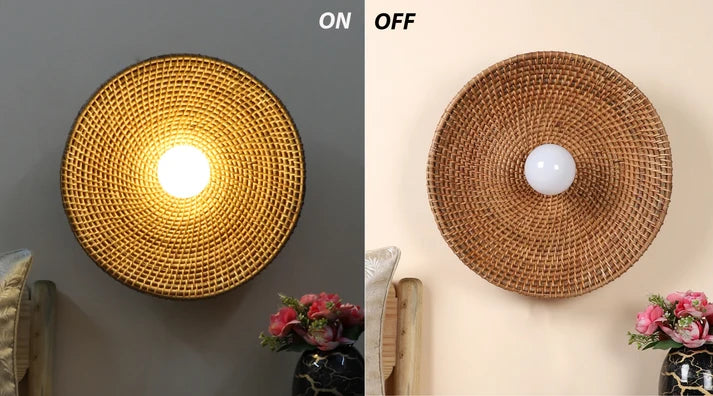 Rattan Wall Light for Kitchen | Cane Wall Sconce - Xerionfield