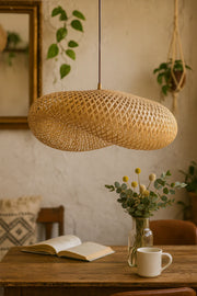 Bamboo Hanging Light for Drawing Room | Rattan Pendant Lamp - Zane