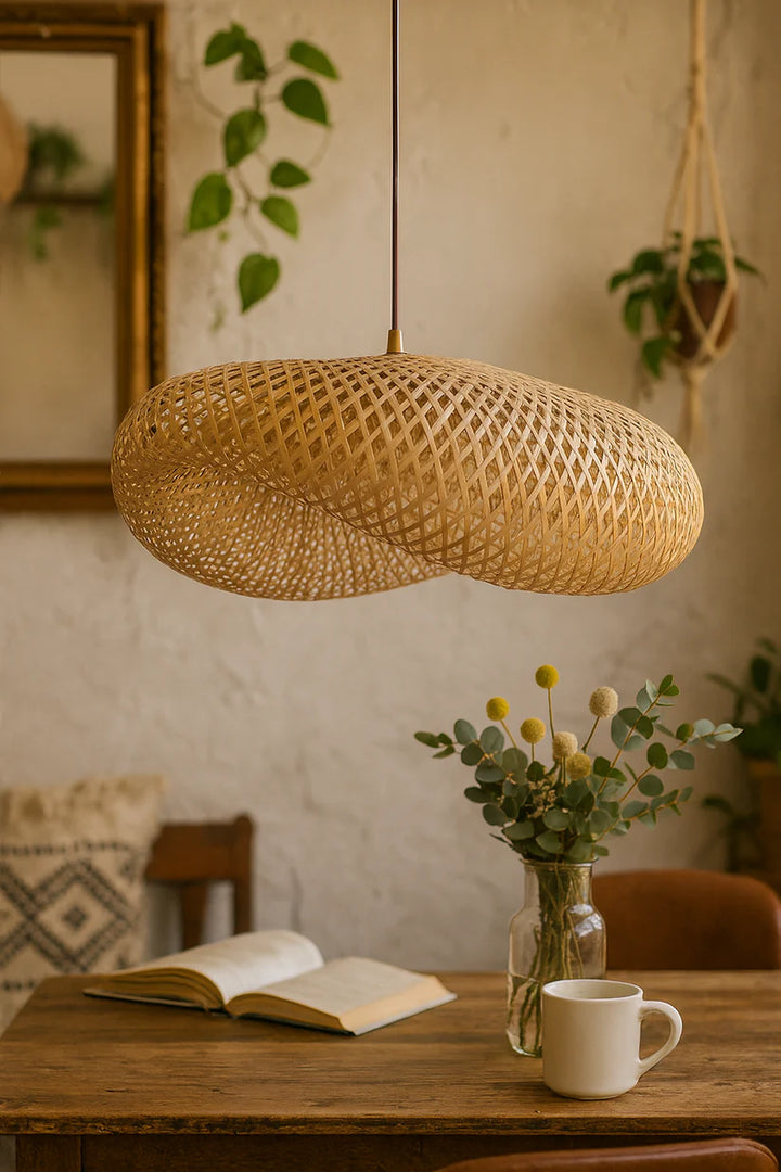 Bamboo Hanging Light for Drawing Room | Rattan Pendant Lamp - Zane