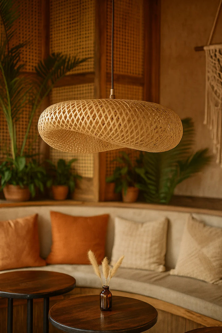 Bamboo Hanging Light for Drawing Room | Rattan Pendant Lamp - Zane
