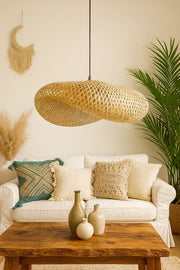 Bamboo Hanging Light for Drawing Room | Rattan Pendant Lamp - Zane