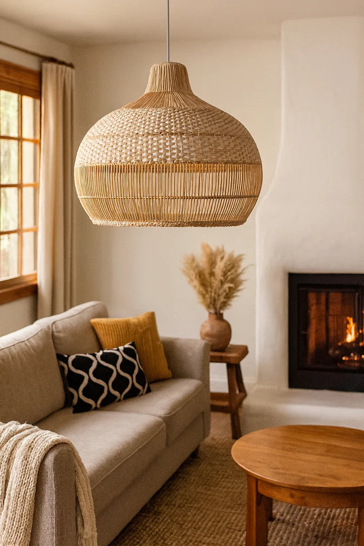 Bamboo Hanging Light for Hallway | Rattan Pendant Lamp - Elio