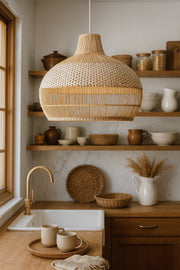 Bamboo Hanging Light for Hallway | Rattan Pendant Lamp - Elio