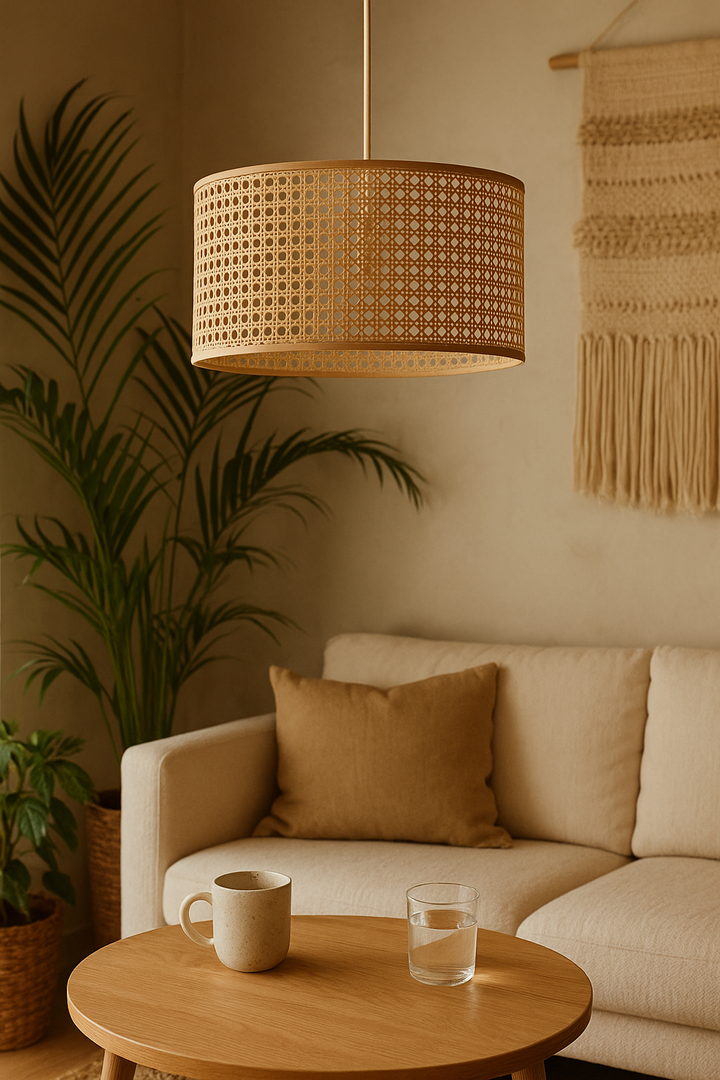 Rattan Pendant Light for Living Room 12 Inch - Aisha by Luxury Rattan Handicrafts 