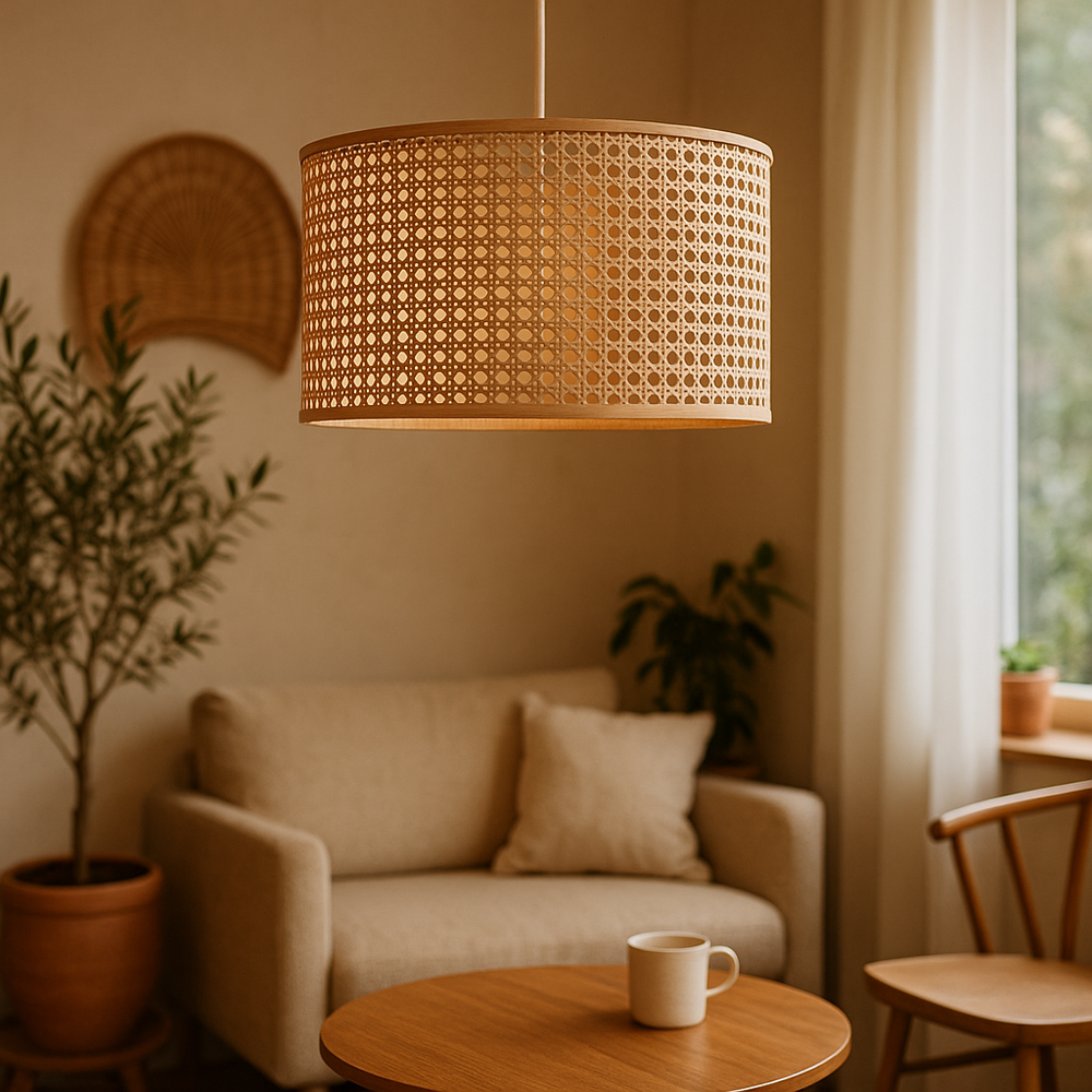 Rattan Pendant Light for Living Room 12 Inch - Aisha by Luxury Rattan Handicrafts 