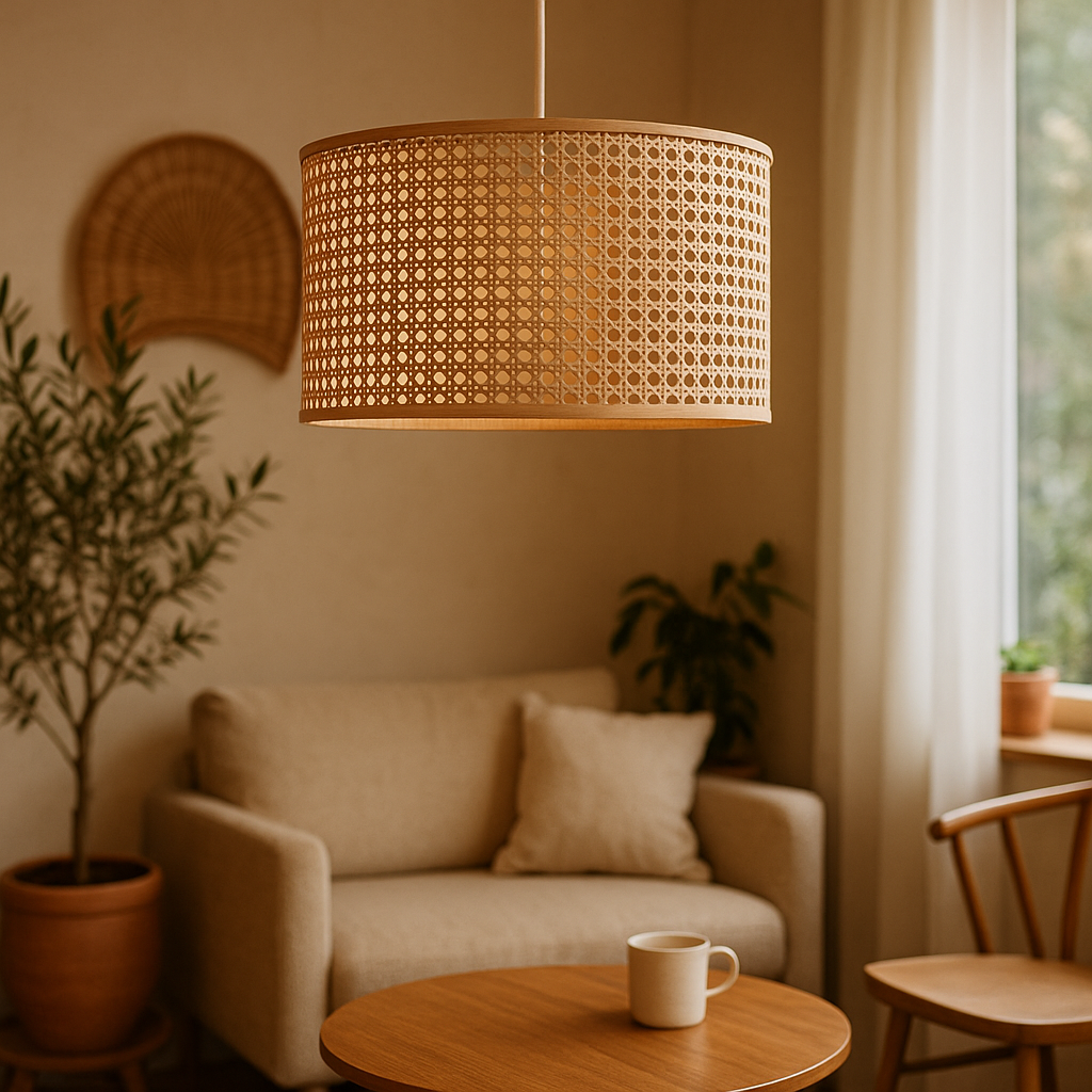 Rattan Pendant Light for Living Room 12 Inch - Aisha by Luxury Rattan Handicrafts 