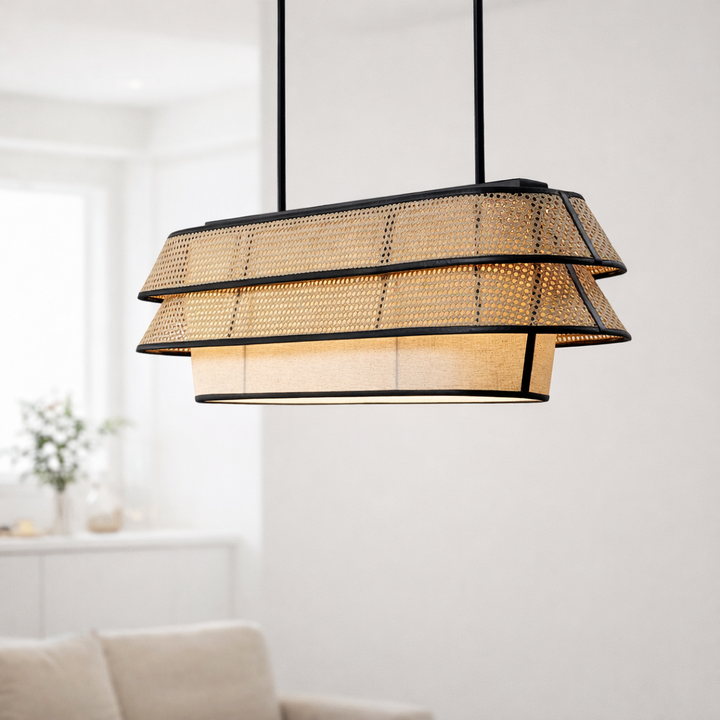 Bamboo Pendant Light for Living Room | Handmade Pendant Light - FLETCHER by Luxury Rattan Handicrafts 