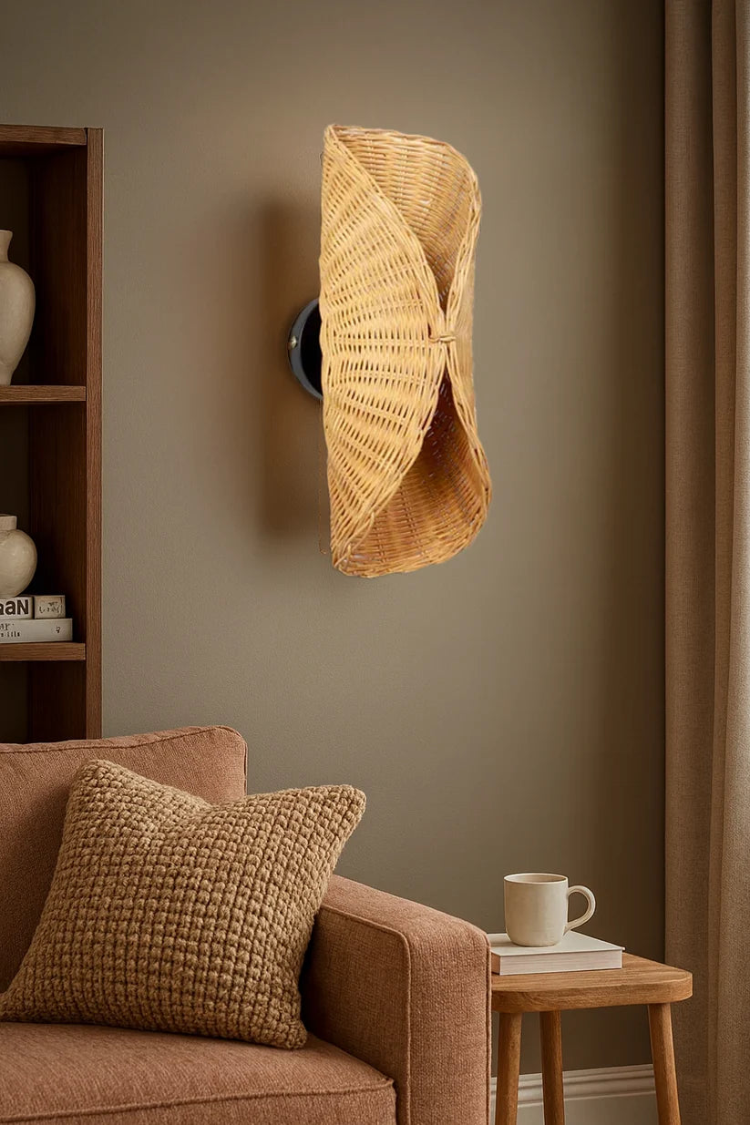 Wicker Wall Sconce for Kitchen | Rattan Wall Lamp- Ivesonby