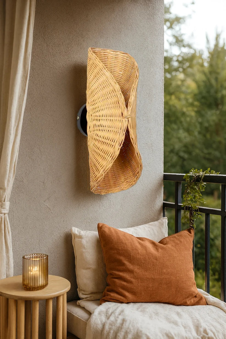 Wicker Wall Sconce for Kitchen | Rattan Wall Lamp- Ivesonby