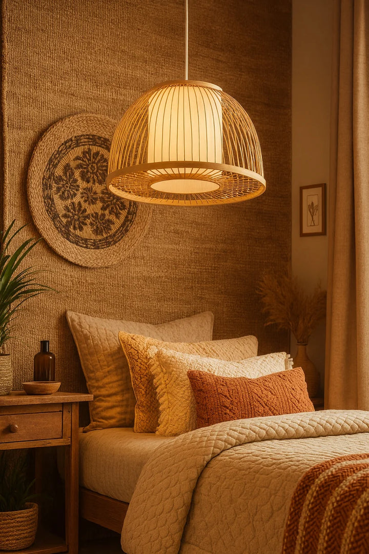 Wicker Hanging Light for Bedroom | Rattan Pendant Lamp - Ley