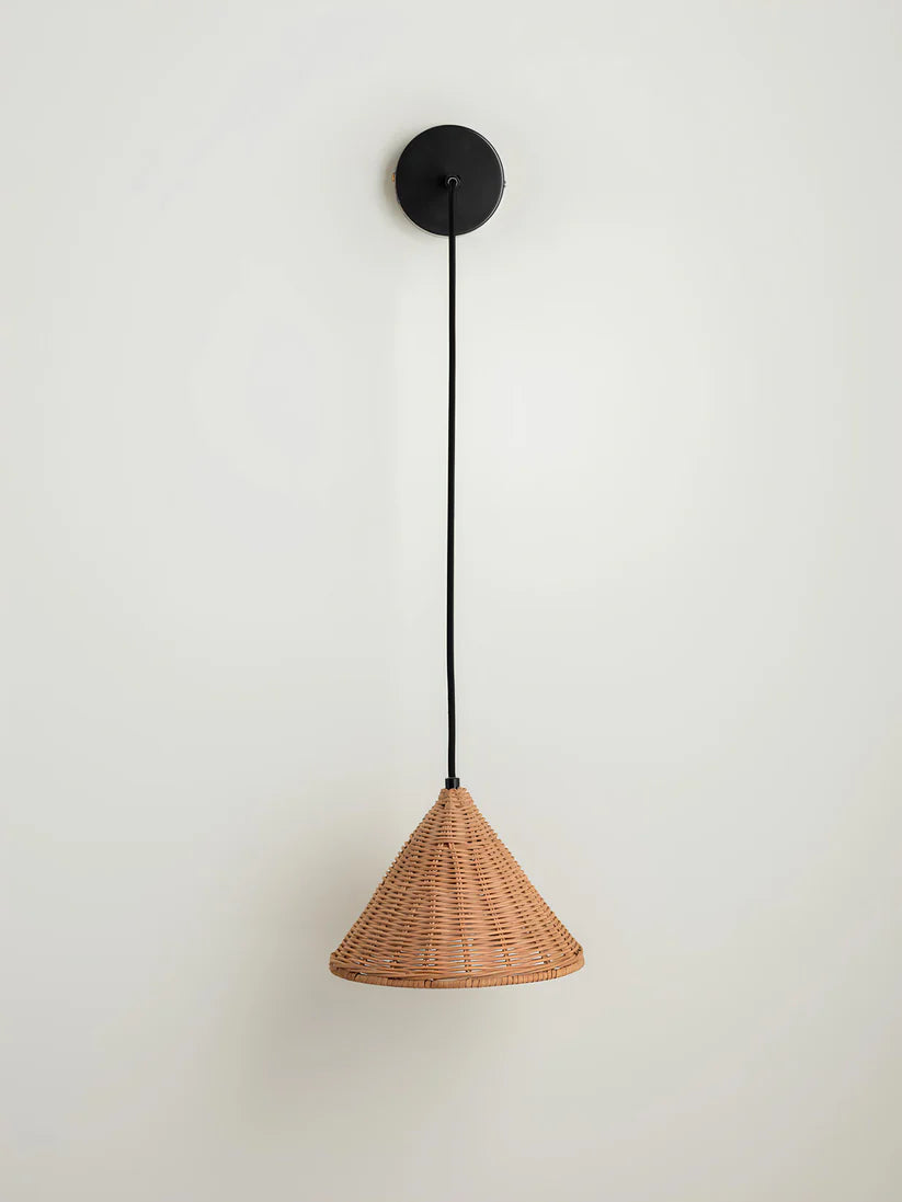 Cane Wall Lamp for Dining Room | Wicker Wall Sconce - Aldric