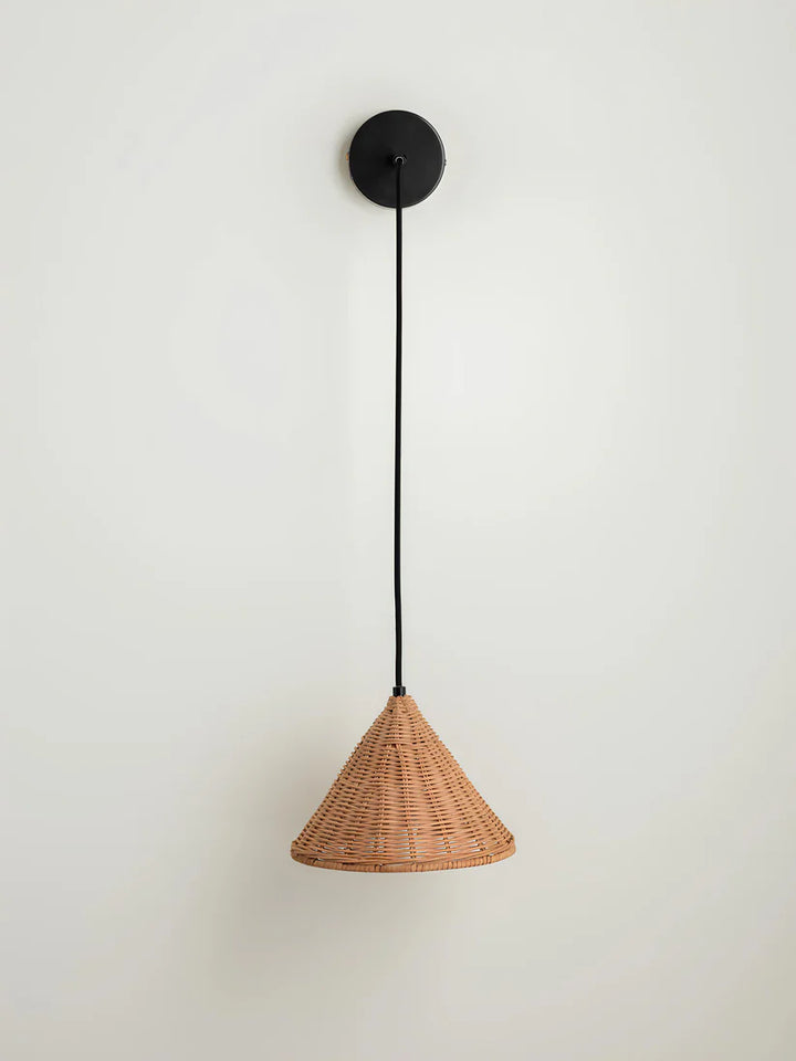Cane Wall Lamp for Dining Room | Wicker Wall Sconce - Aldric