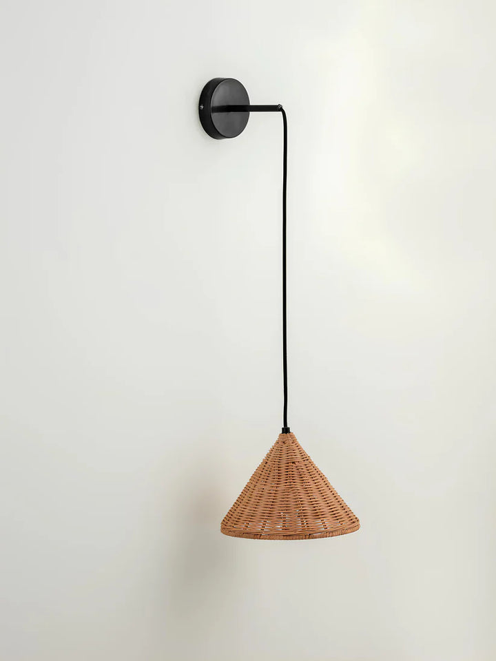 Cane Wall Lamp for Dining Room | Wicker Wall Sconce - Aldric