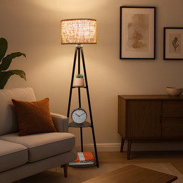 Bamboo Tripod Floor Lamp | Living Room Cane Floor Lamp | Home Rattan for Living Room | Standing Lamp Wooden Floor Standing...