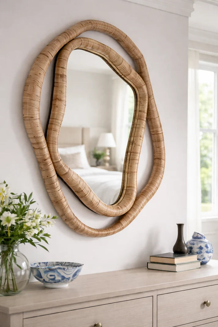 Rattan Wall Mirror for Living Room - Magnusson