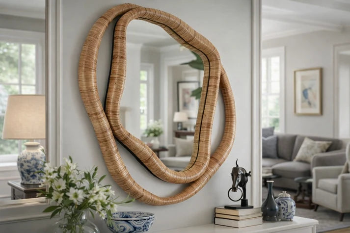 Rattan Wall Mirror for Living Room - Magnusson