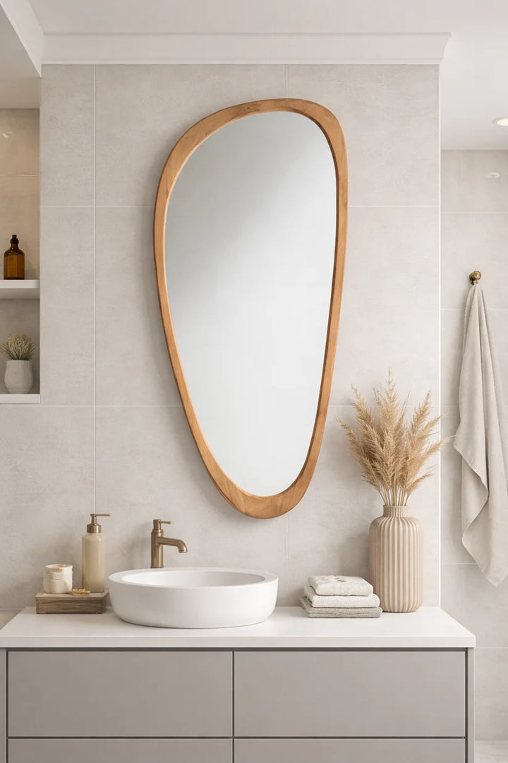 Bamboo Wall Mirror for Living Room - Ames
