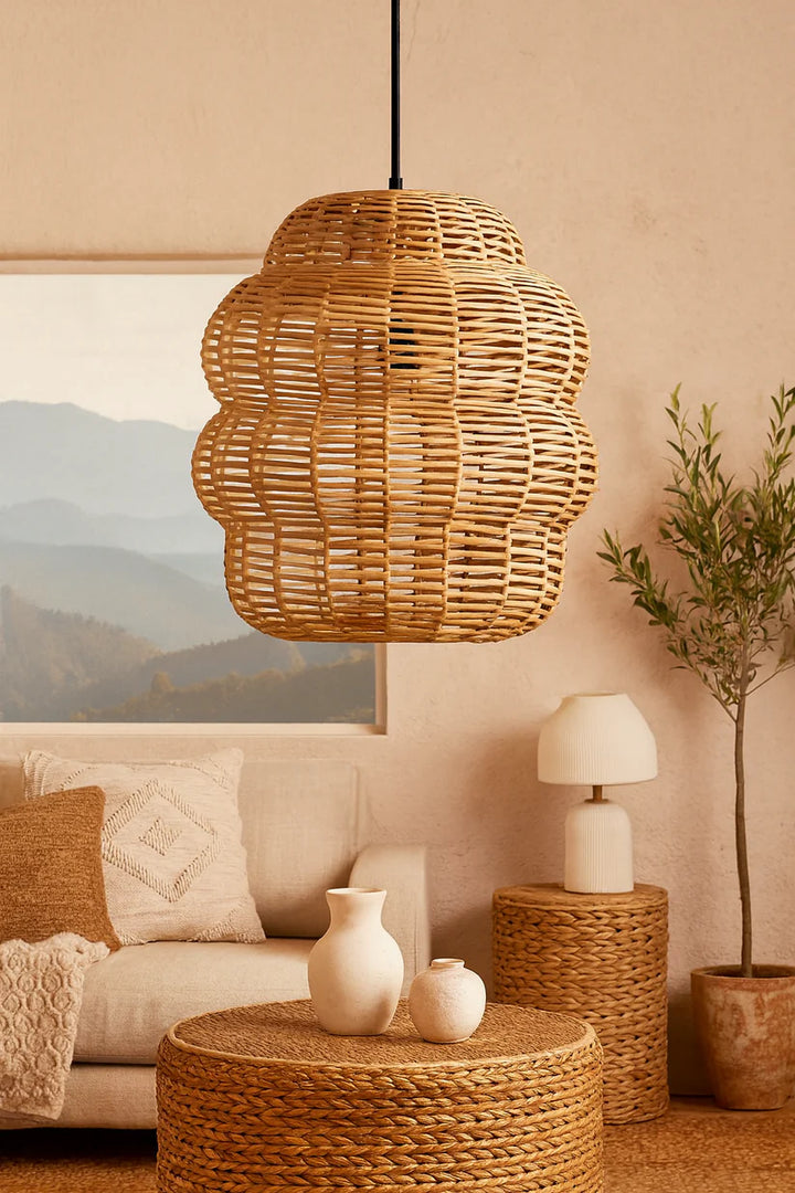 Bamboo Hanging Light for Living Room | Rattan Pendant Lamp - Uri