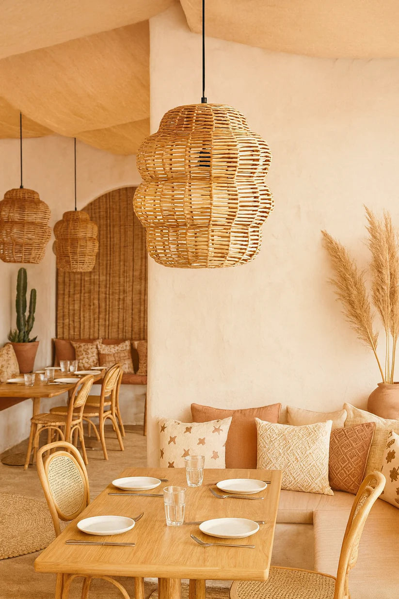 Bamboo Hanging Light for Living Room | Rattan Pendant Lamp - Uri