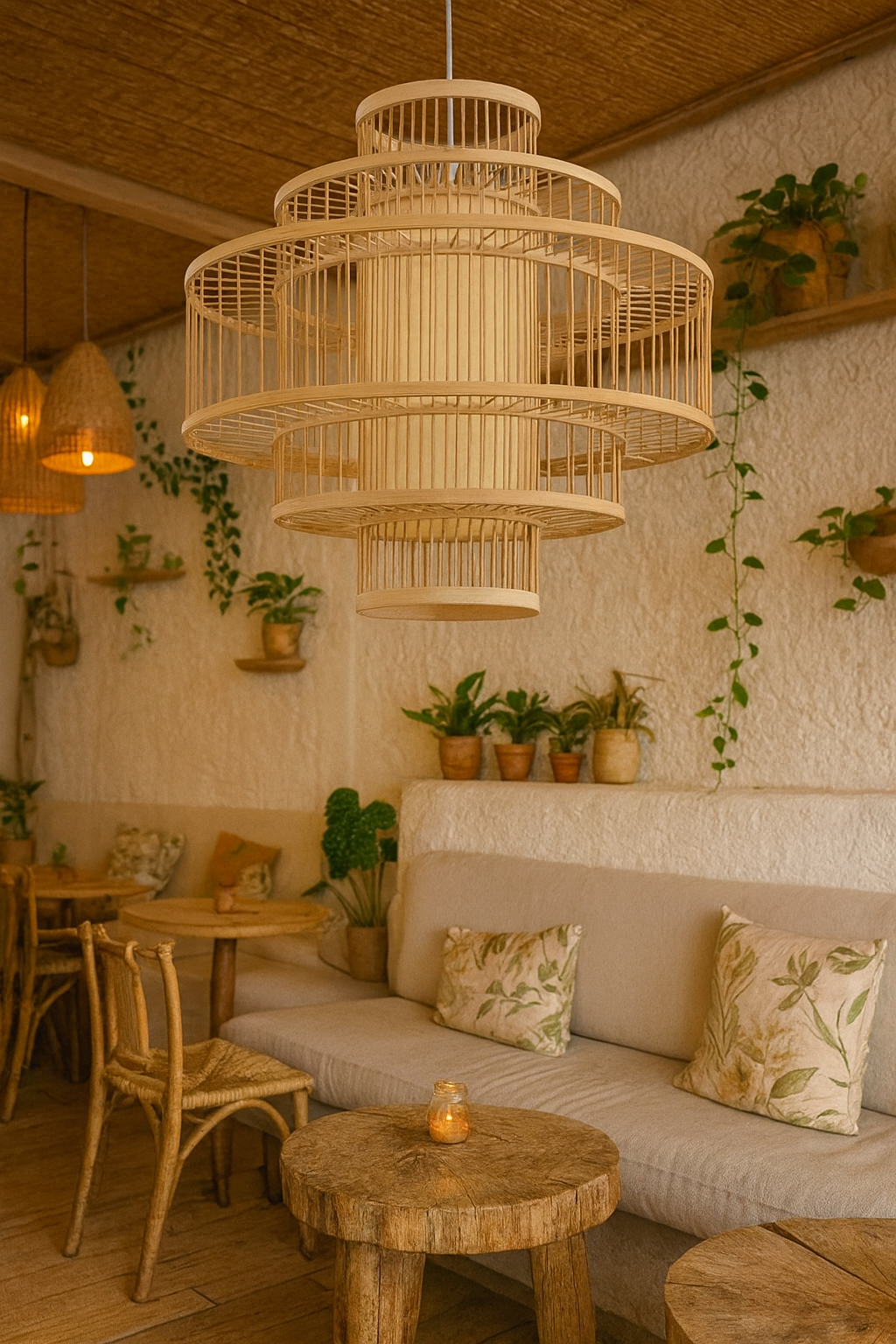 Bamboo Pendant Light for Living Room - Navya by Luxury Rattan Handicrafts 