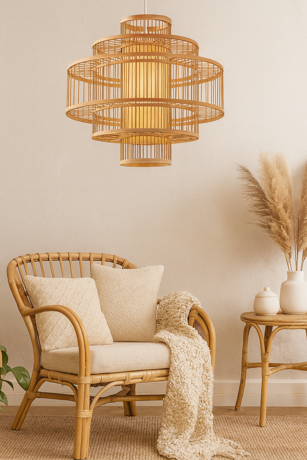 Bamboo Pendant Light for Living Room - Navya by Luxury Rattan Handicrafts 