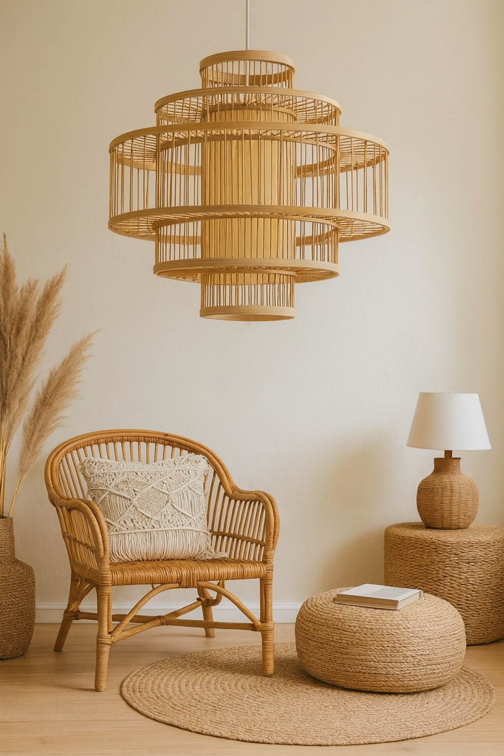 Bamboo Pendant Light for Living Room - Navya by Luxury Rattan Handicrafts 