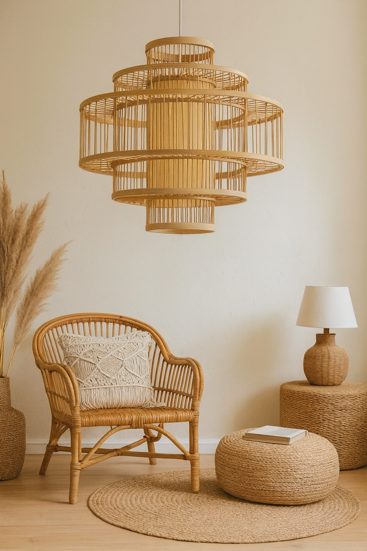 Bamboo Pendant Light for Living Room - Navya by Luxury Rattan Handicrafts 