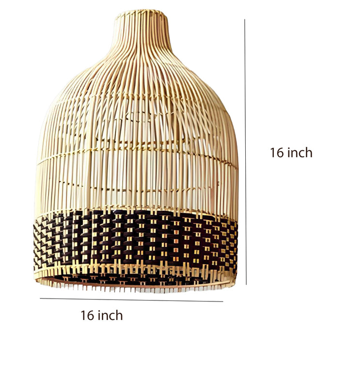 Bamboo Pendant Light for Living Room 14 Inch - Nimit by Luxury Rattan Handicrafts 