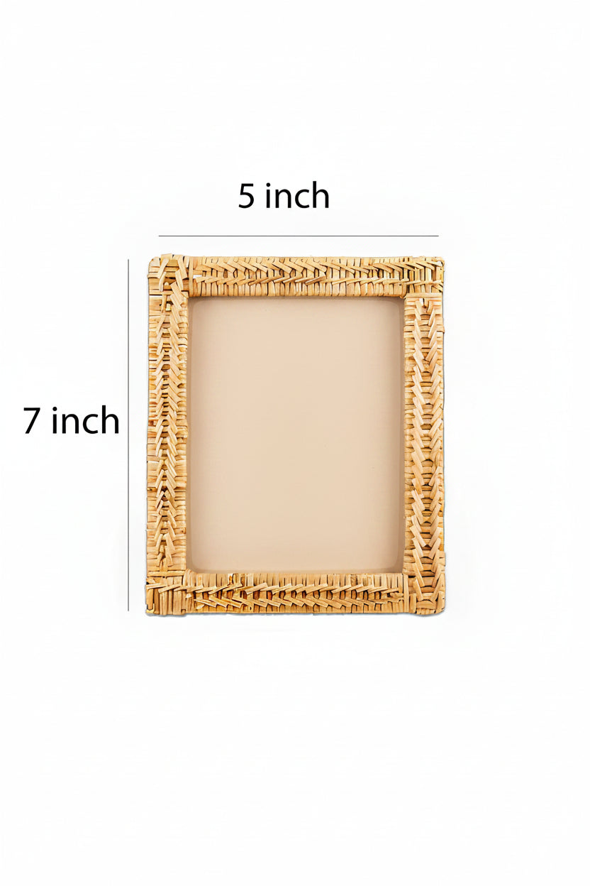 Rattan Photo Frame 5x7 Inch for Home - Dashwoode